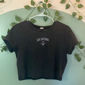 Acid washed San Antonio crop tee